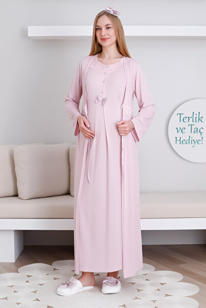 ERDENİZ TEKSTİL طقم ثوب نوم للحوامل والحوامل برقبة على شكل حرف V من الدانتيل ...
