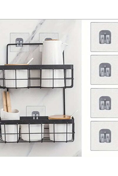ÇEÇEN HOME (4 Adet) Duvar Askıları, Kendinden Yapışkanlı Şeffaf Askılar, Askı...