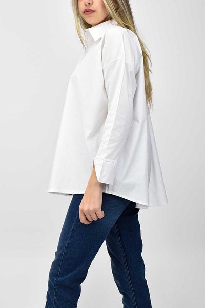 birizmoda Cămașă albă cu mâneci supradimensionate