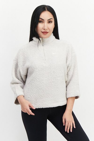 Reebok Women Sportswear Fit Faux Fur Sweater, Beige