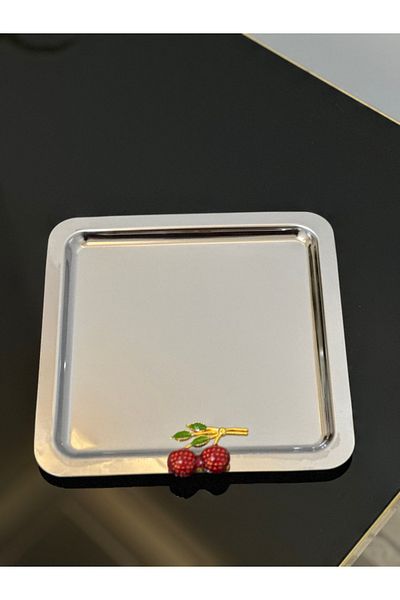 USD HOME Δίσκος σερβιρίσματος 6 τεμαχίων Cherry μεσαίο αξεσουάρ ασημί τετράγωνο τσάι καφέ