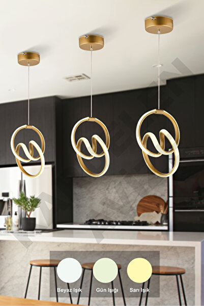 Genel Markalar 3 Adet  3 Renkli Işıklı İmla Eskitme Modern Ledli Avize