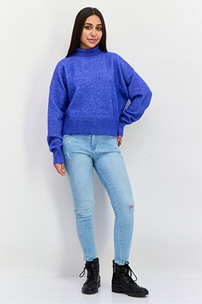 Hugo Boss Women Turtle Neck Solid Sweater, Blue