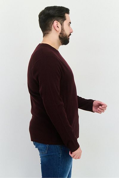 Perry Ellis Men Crew Neck Knitted Long Sleeves Sweater, Maroon