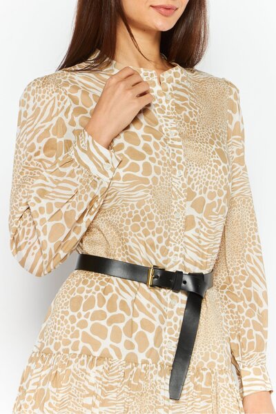 Michael Kors Women Animal Print Belted Mini Dress, Khaki