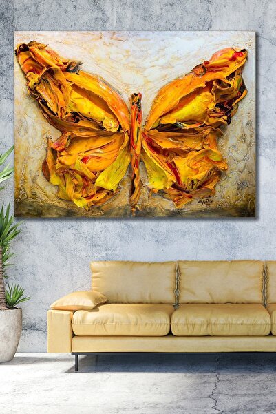 Hediyeler Kapında 70x100 Yağlı Boya Görünümlü Kelebek Kanvas Tablo