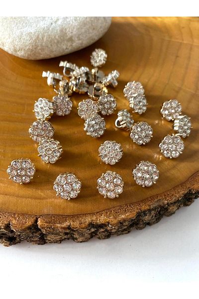 canan dizayn Special Stone 12 mm (20 Size) Gold Button (10 Pcs)