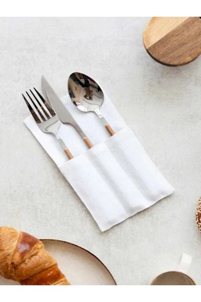 KÜTÜKhouse Linen Cutlery Set White Set of 2