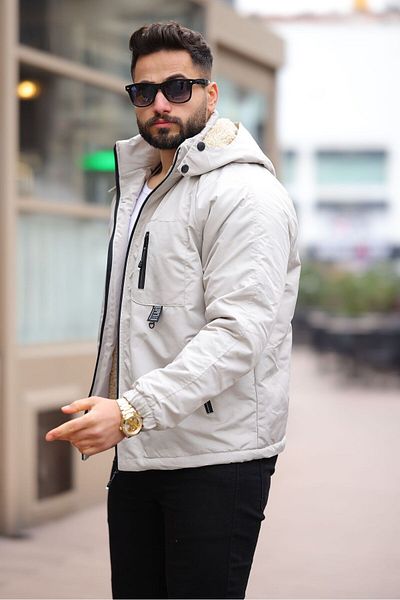 FLUEND MODA Men's Hood Detachable Cold and Windproof Coat