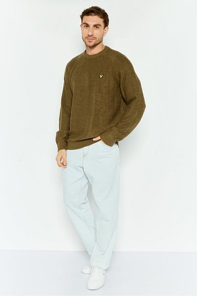 Lyle & Scott Women Crew Neck Embroidered Long Sleeves Sweater, Khaki