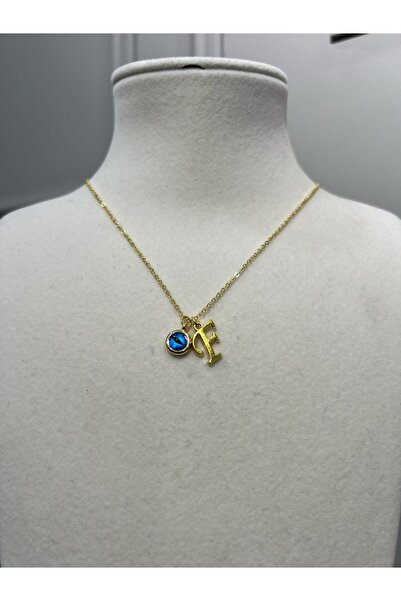 Store قلادة حرف F - نمط حرف وسلسلة مع خرز عين الشر