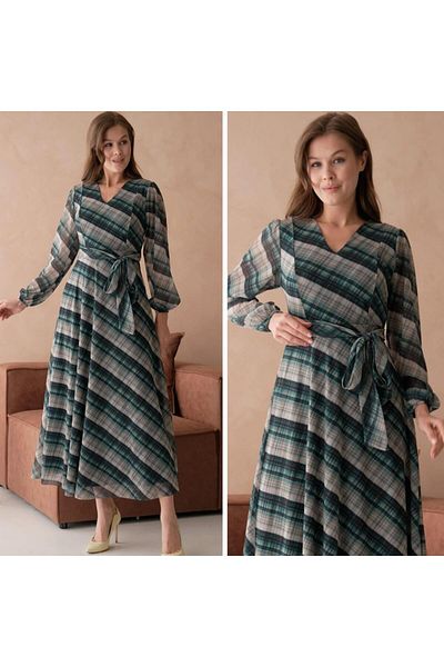 CİXAPLE Printed V-Neck Maxi Dress