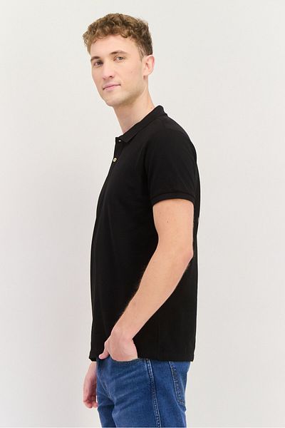 Riders by Lee Men Regular Fit Short Sleeve Plain Polo Shirt, Black