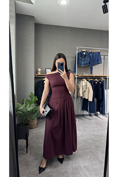 YOUR NAME Μακρύ φόρεμα με λαιμόκοψη με καγιάκ