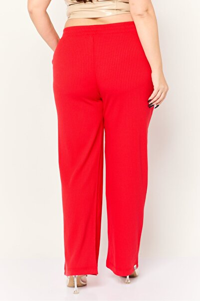The Giving Movement Women Ribbed Wide Leg Pants, Red