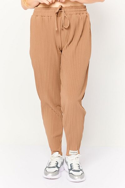 The Giving Movement Women Regular Fit Textured Straight Leg Pants, Tan