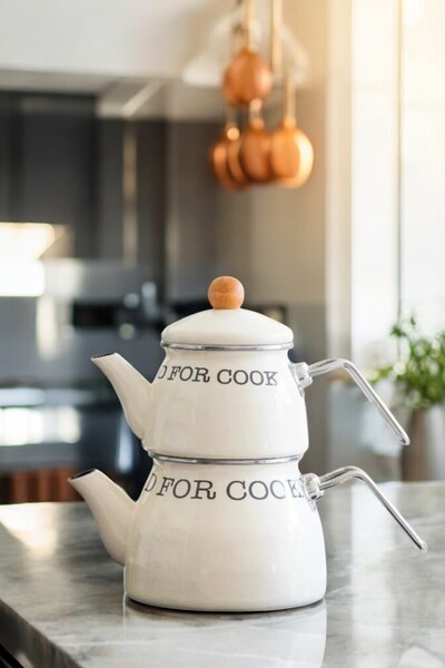 Sevinse Home Mood Emaye Bej Çaydanlık