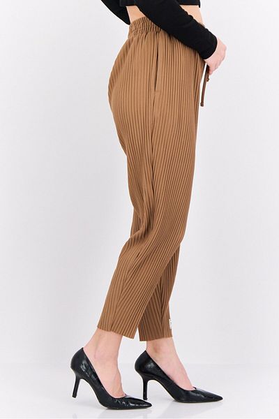 The Giving Movement Women Regular Fit Textured Tapered Pants, Tan