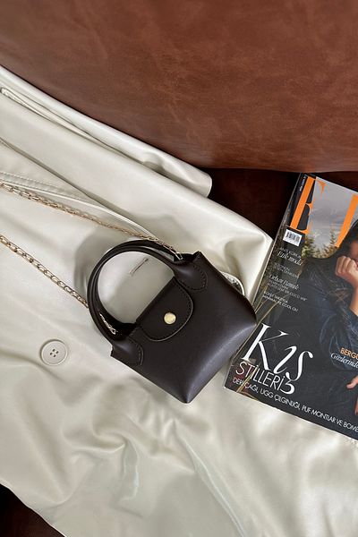 NOTHING Women's Brown Mini Hand and Shoulder Bag with Chain Strap