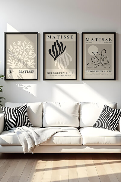 huhuli Ahşap Siyah Çerçeveli 3 Parça Set Tablo huhu487