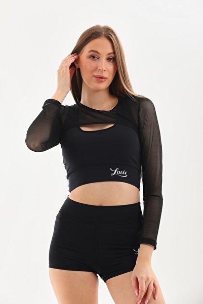 Rosy Live in style Yüksek Bel Toparlayıcı Şort Halter Kesim Crop Ve Tül Bolero 3 Iü Set