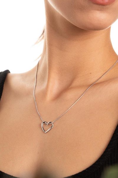 Takı Dükkanı Snake Chain Spiral Heart Love Knot Stainless Steel Necklace Eck56