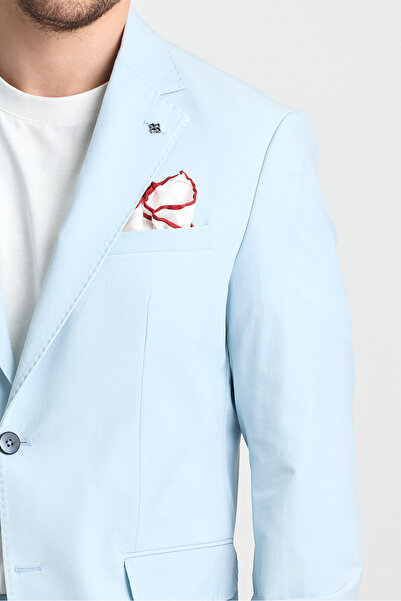 Frappoli Polli Erkek Buz Mavi Polyamid-Teknik  Esnek Yazlık Serin Tutan Kumaş  Slim Fit  2'li Takım Elbise