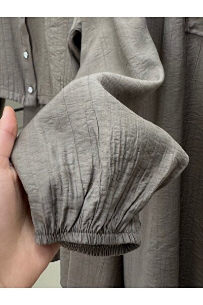 Ebrar Store Selin Shirt Short and Bronchi Skirt Suit-Ay8570 Brown