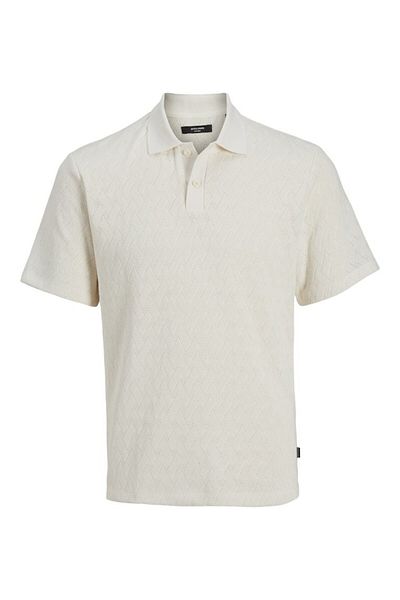 Jack & Jones Ανδρικό μπλουζάκι πόλο μπεζ Jacquard 12275090 Clouddanc