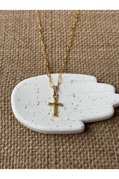 M Miel قلادة بتفاصيل صليب ذهبي