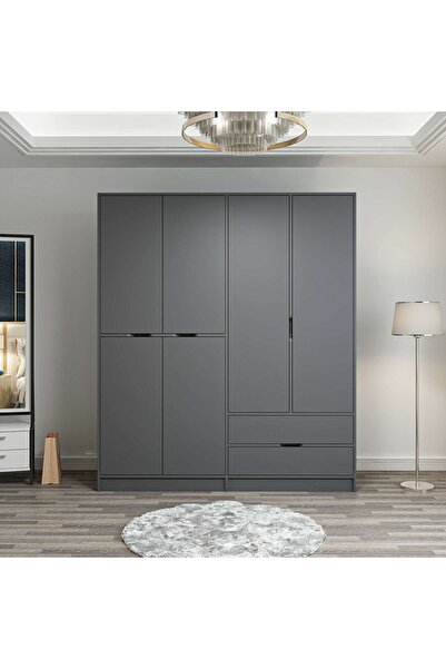 Minar Elina 4 Kapaklı Dolap Antrasit Antrasit