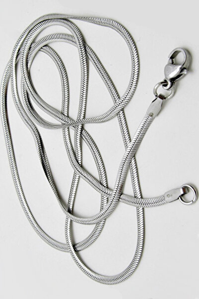 Takı Dükkanı İtalyan Yassı Yılan Balık Sırtı Model Paslanmaz Çelik Kolye scb25k