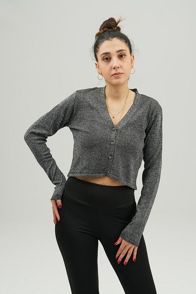 Sora Wear Gray Lurex Women's Cardigan