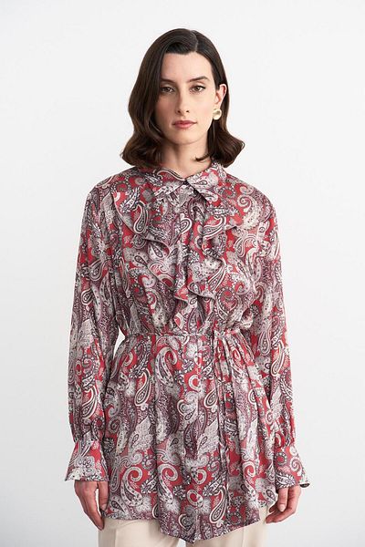 KADRİYE BAŞTÜRK Let's Not Turn Our Red Polly Patterned Shirt Upside down