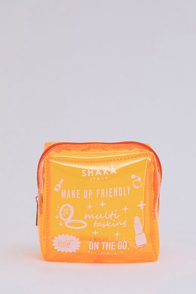 SHAKA Orange Shk102 - Multi-Purpose Transparent PVC Travel and Makeup Bag, L:12 W:12 W:7 cm