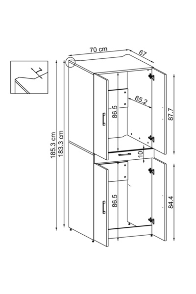 ROOMART Banyo Dolabı Kapaklı Çamaşır Ve Kurutma Makinesi Dolabı 70x185 cm