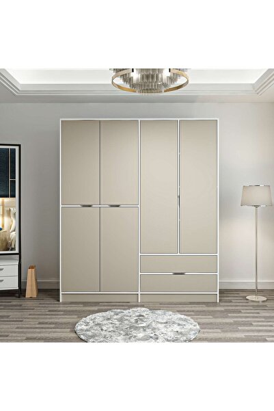 Minar Elina 4 Kapaklı Dolap Beyaz Kumtaşı