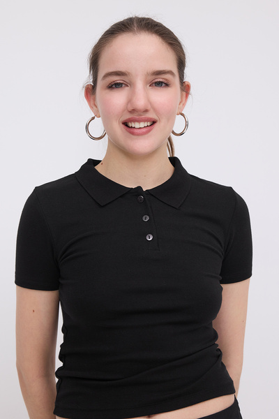 Addax Μπλουζάκι Polo Neck Modal Μοντέλο: P4311