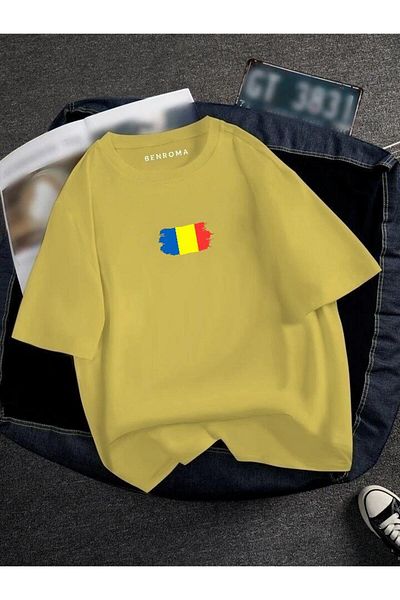 BENROMA 1 προϊόν δώρο για αγορές 6 και άνω Oversize Romania Flag Printed Unisex Tisort Printed