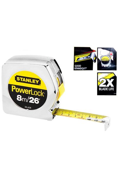 Stanley Power Lock Measuring Tape 25mm x 8m