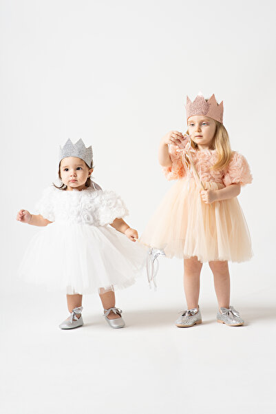 Banamio Rosalinda Baby Girl Παιδικό φόρεμα με βαμβακερή επένδυση από τριαντάφυλλο με λεπτομέρειες από φουσκωτό τούλι