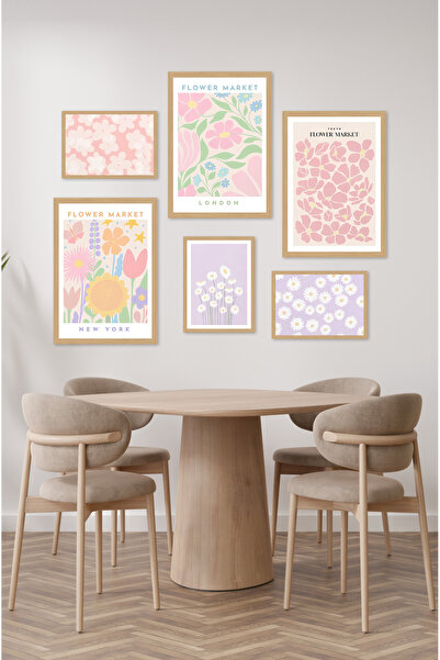 kutuTR 6'lı Ahşap Model 3 Adet 21x30 ve 3 Adet 13x17 Tablodan Oluşan Set Çerç...