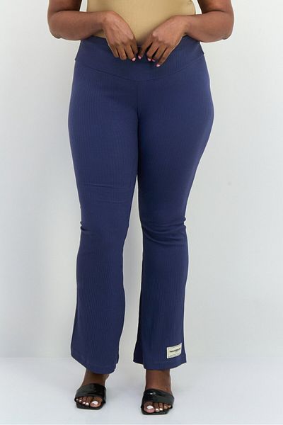 The Giving Movement Women Regular Fit Ribbed Flare Pants, Navy Blue