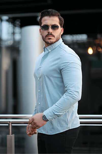 Valiberta Turquoise Colored York Linen Men's Shirt