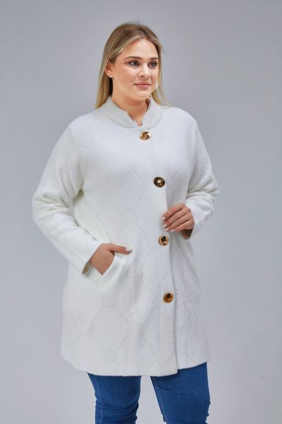 Laden Knitwear Coat Large Size Women's Bearded Woolen Very Thick High Quality Mother Long White Winter Cardigan
