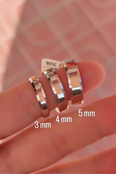 Takı Dükkanı 3mm Gümüş Klasik İnce Alyans Söz Nişan Yüzüğü Yanı Kesik wr88