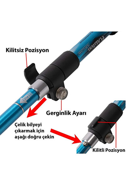 ETABEL TİCARET Etabel Hafif Katlanabilir 105-125 Cm Dağcı Doğa Kamp Yürüyüş T...