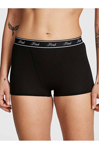 PINK Logolu Pamuklu Yüksek Bel Boyshort Külot