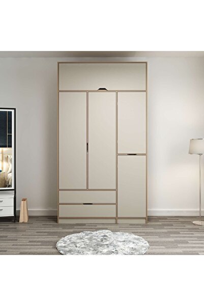 Minar Elina 3 Kapaklı Dolap + Yüklük Dore Kumtaşı