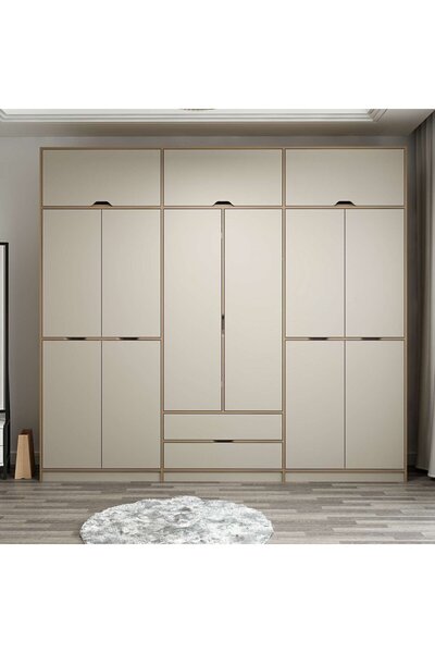 Minar Elina 6 Kapaklı Dolap + Yüklük Dore Kumtaşı